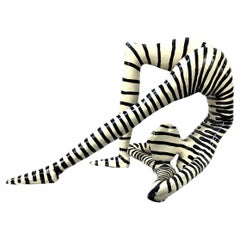 Jack Charney Black and White Ceramic Striped Acrobat Sculpture