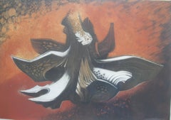 'Tree Root' . Hand colored lithogarph circa 1959.