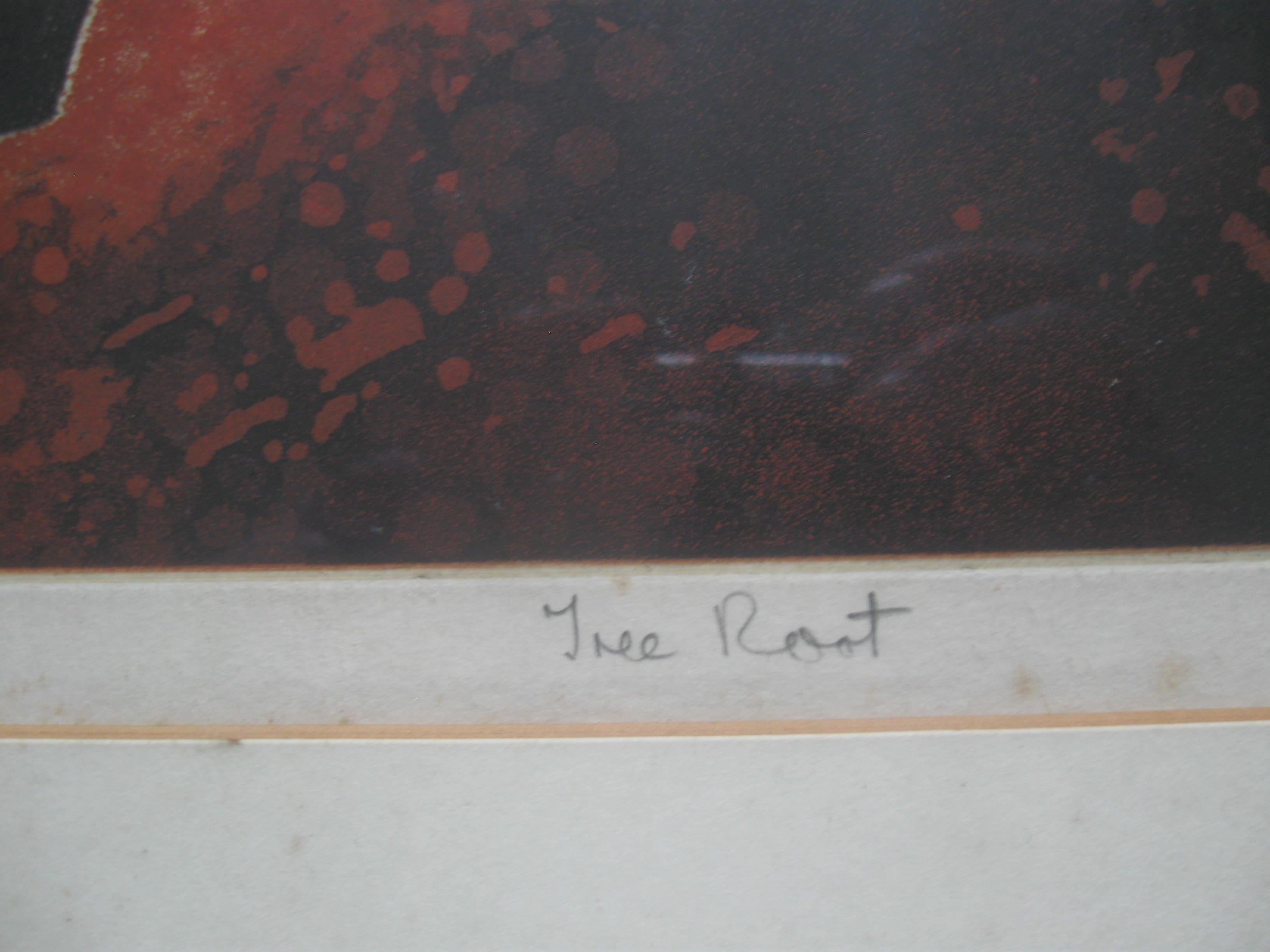 'Tree Root' . Hand colored lithogarph circa 1959. - Modern Print by Jack Coutu