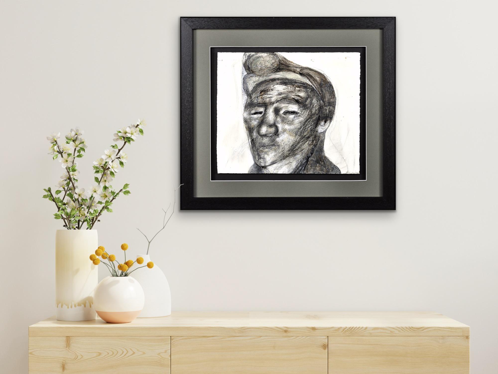 Retrato De Un Minero Del Carbón Galés 1970 Obra De Arte En Técnica Mixta Minería En El Sur De Gales en venta 14
