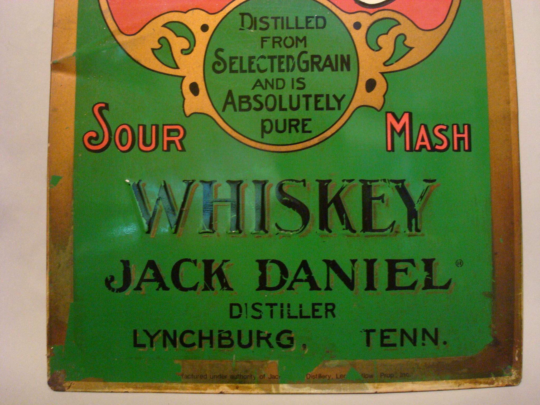 Jack Daniels Old Number 7 Whiskey Enseigne de bar publicitaire en étain / 1950s Midcentury Bon état - En vente à Buenos Aires, Olivos