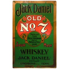 Used Jack Daniels Old Number 7 Whiskey Tin Advertising Bar Sign / 1950s Midcentury