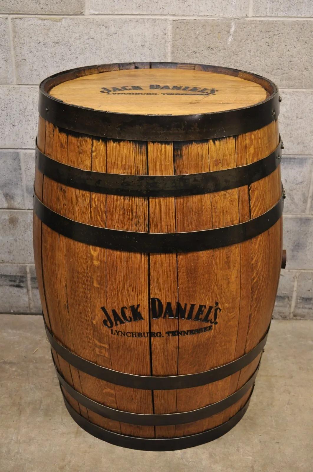 Jack Daniels Whiskey Barrel Engraved Oak Wood Metal Bands For Sale 5