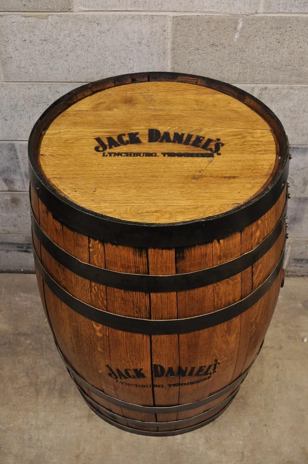 Jack Daniels Whiskey Barrel Engraved Oak Wood Metal Bands For Sale 6