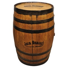 Used Jack Daniels Whiskey Barrel Engraved Oak Wood Metal Bands