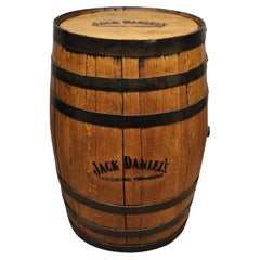 Vintage Jack Daniels Whiskey Barrel Engraved Oak Wood Metal Bands