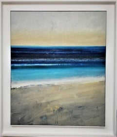 “Crescendo”, seascape of waves, white Cornish sands, Tonalist, oil on canvas