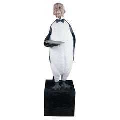 Jack Dowd 1996 Life Size Penguin Butler Dumb Waiter Hydrocal Sculpture 64"