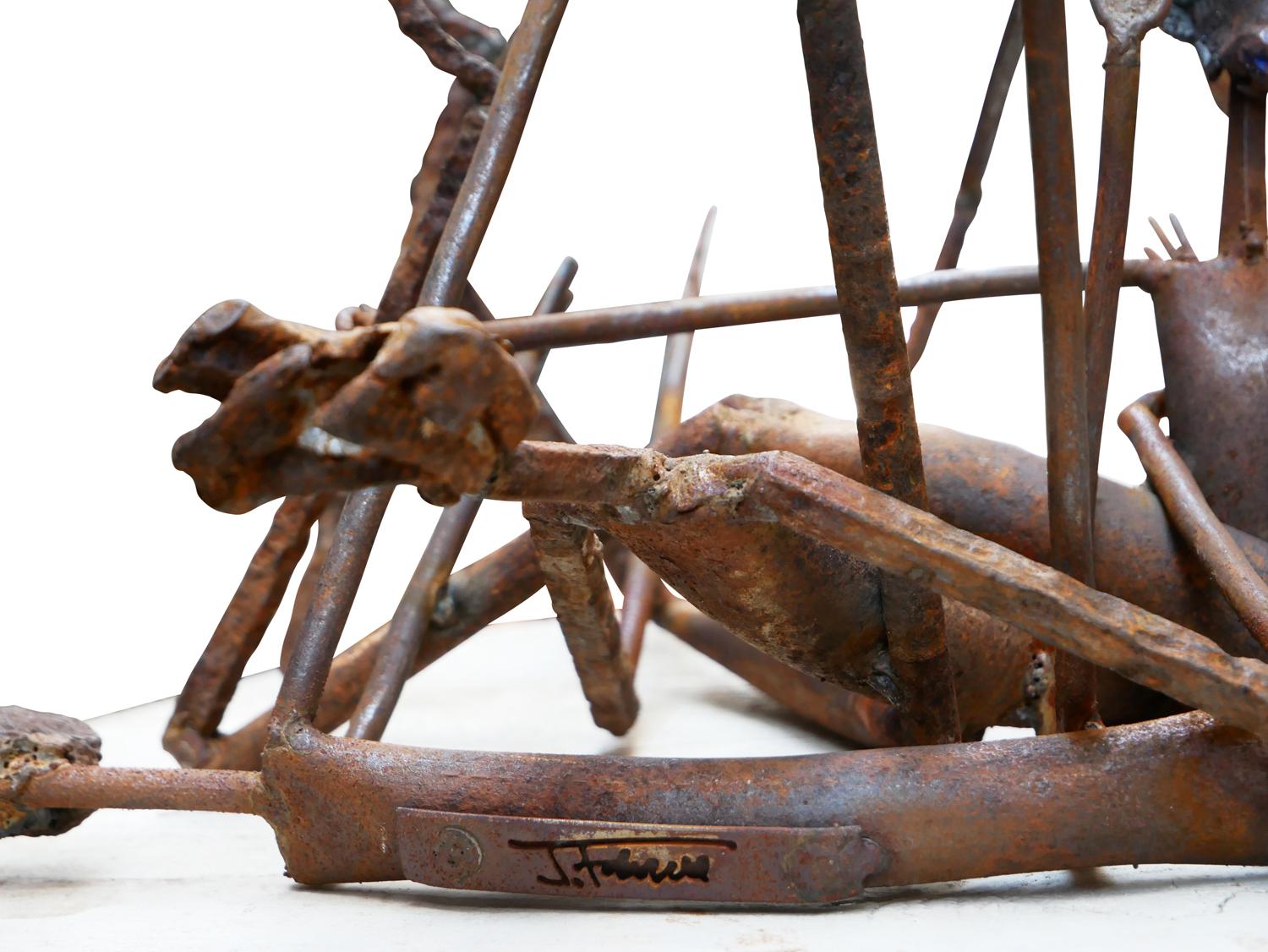 „Twister“ Modernistische abstrakte figurative Skulptur aus Stahl und Holz im Angebot 4