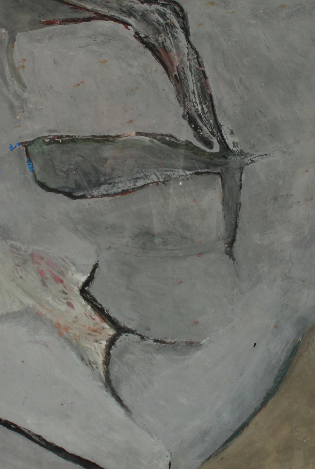 Gray Subdued Abstract 1950s-1960s Acrylic and Charcoal - Painting by Jack Freeman