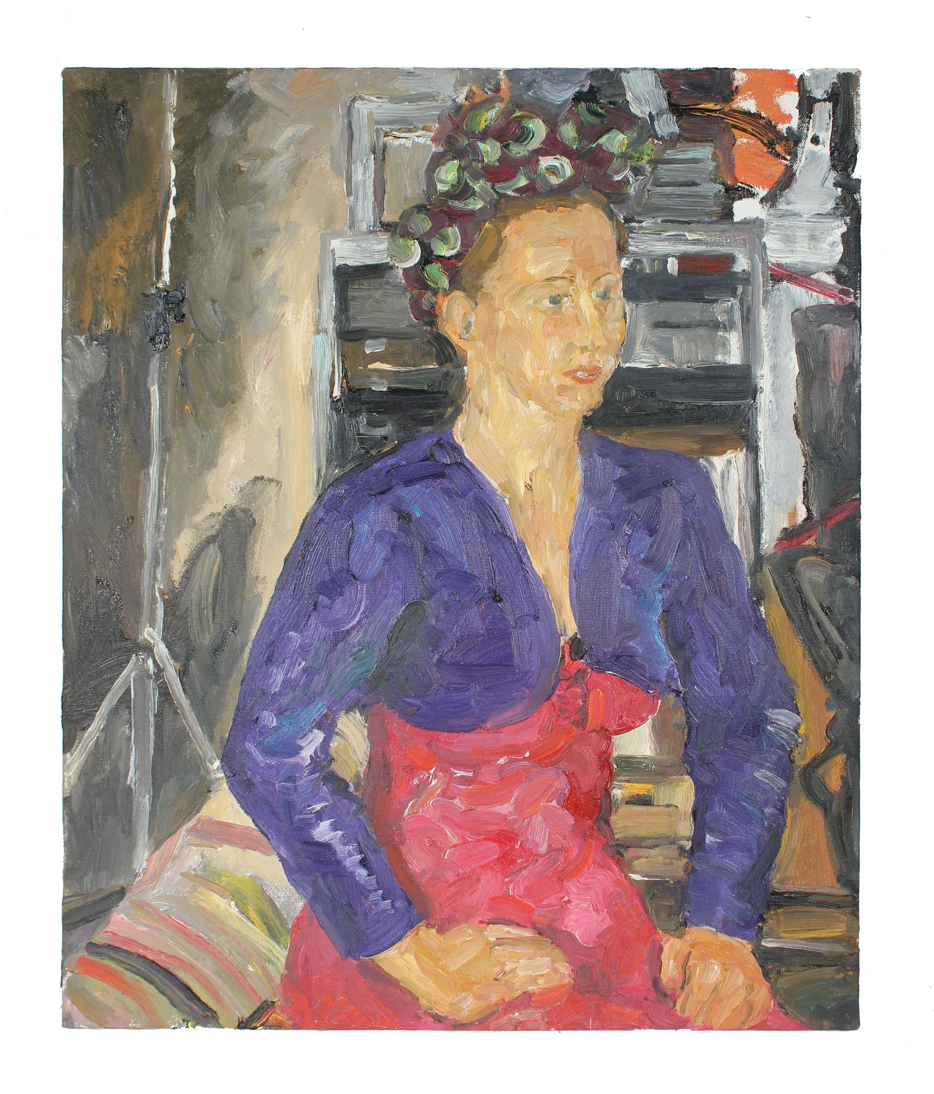 Jack Freeman Portrait Painting - Modernist Portrait of a Woman in Oil, 2000s