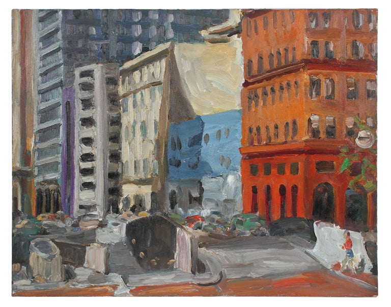 Jack Freeman San Francisco Buildings, Oil on Canvas, 1992 For Sale at