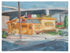 ""Walt's Diner" Bay Area Stadtlandschaft, Ölgemälde, 1989