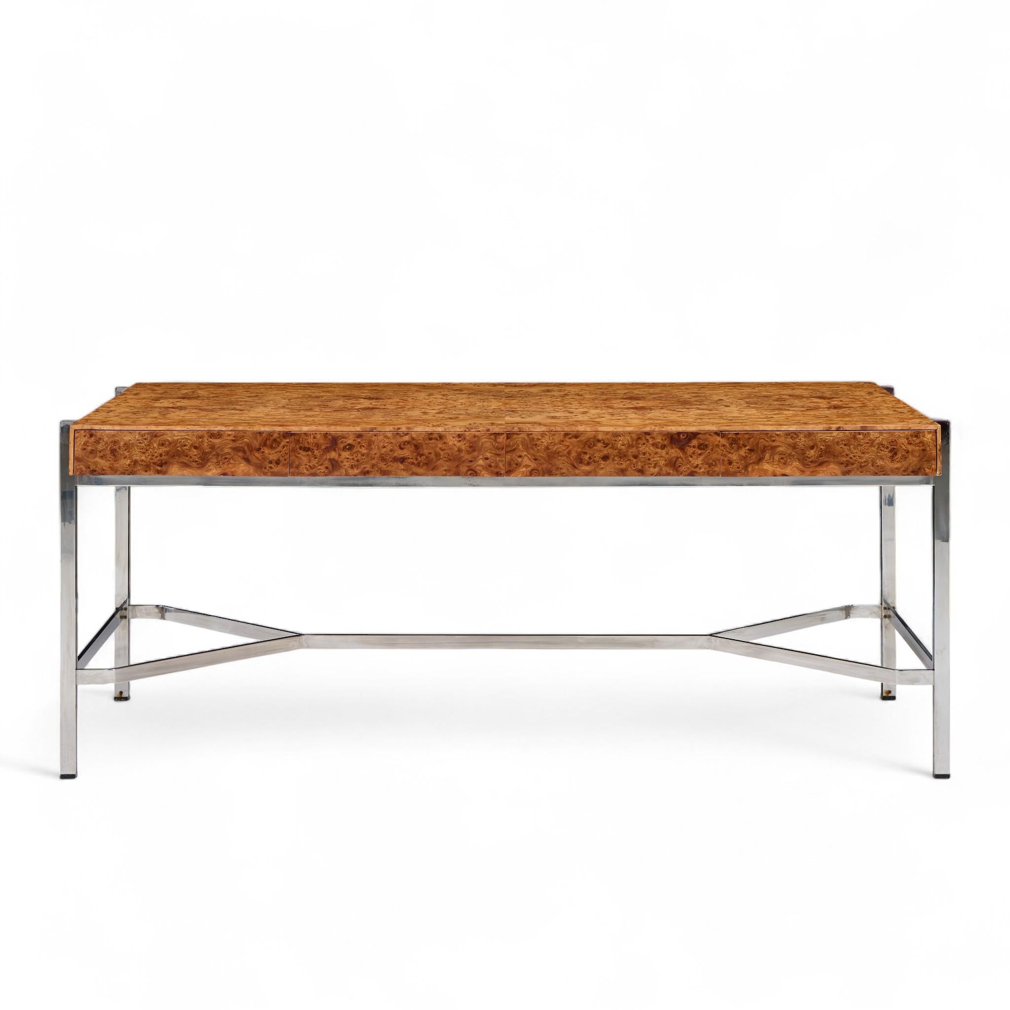 Jack Freiden für Pace Mid Century Wurzelholz und Chrom Schreibtisch (Moderne der Mitte des Jahrhunderts) im Angebot