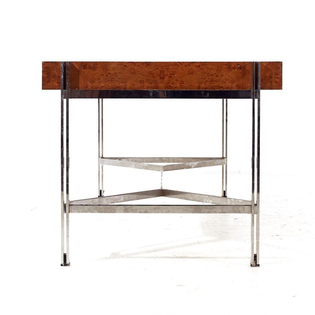 Late 20th Century Jack Freiden for Pace Mid Century Burlwood and Chrome Desk For Sale