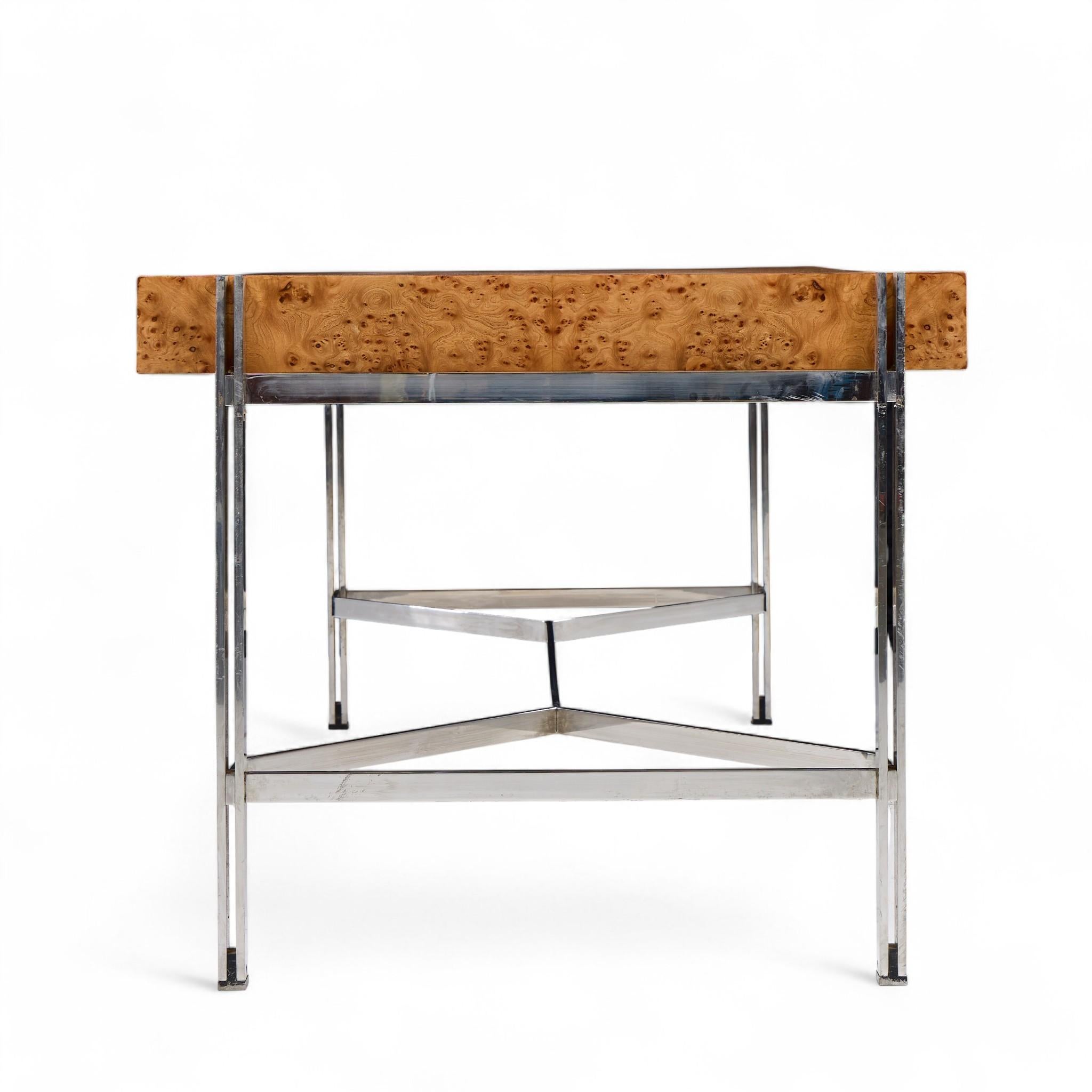 Jack Freiden für Pace Mid Century Wurzelholz und Chrom Schreibtisch (Ende des 20. Jahrhunderts) im Angebot