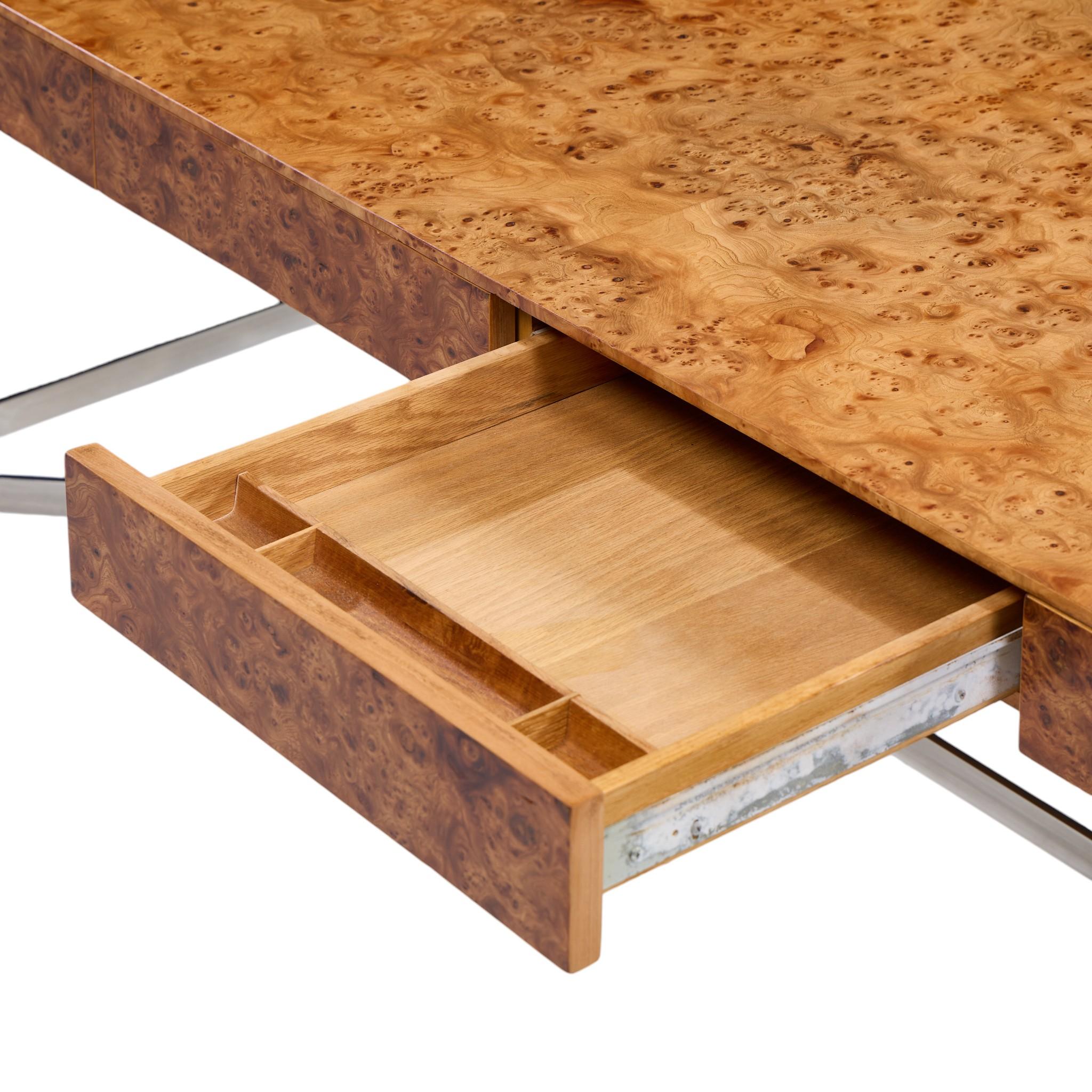 Jack Freiden für Pace Mid Century Wurzelholz und Chrom Schreibtisch im Angebot 2