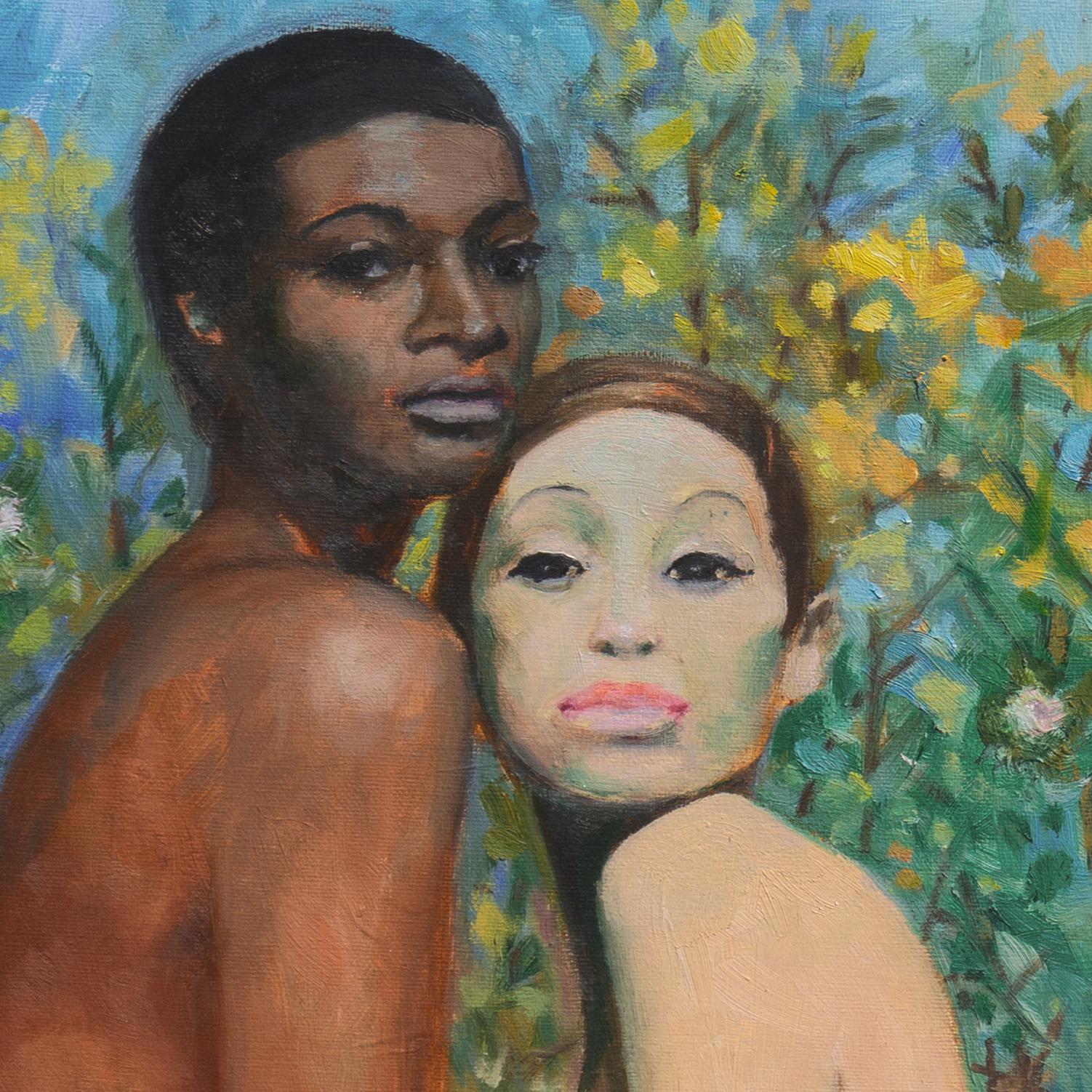„Double Figural“, Kalifornien, postimpressionistisches Ölgemälde, Santa Monica College (Grau), Figurative Painting, von Jack Goetz