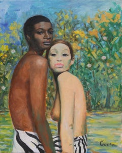 'Doppia figura', California, olio post impressionista, Santa Monica College