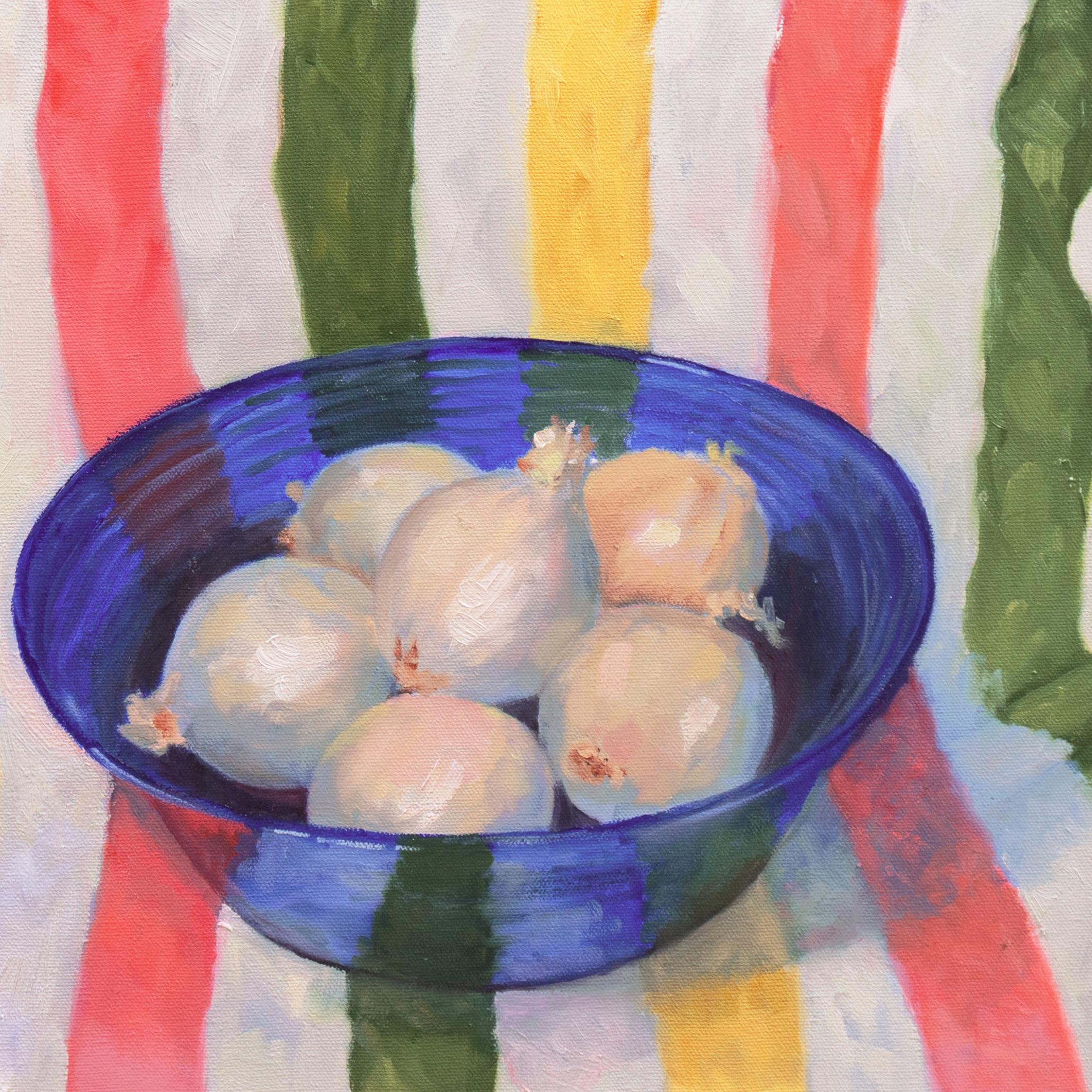 'Still Life of Onions', California, Post Impressionist Oil, Santa Monica College - Beige Still-Life Painting by Jack Goetz