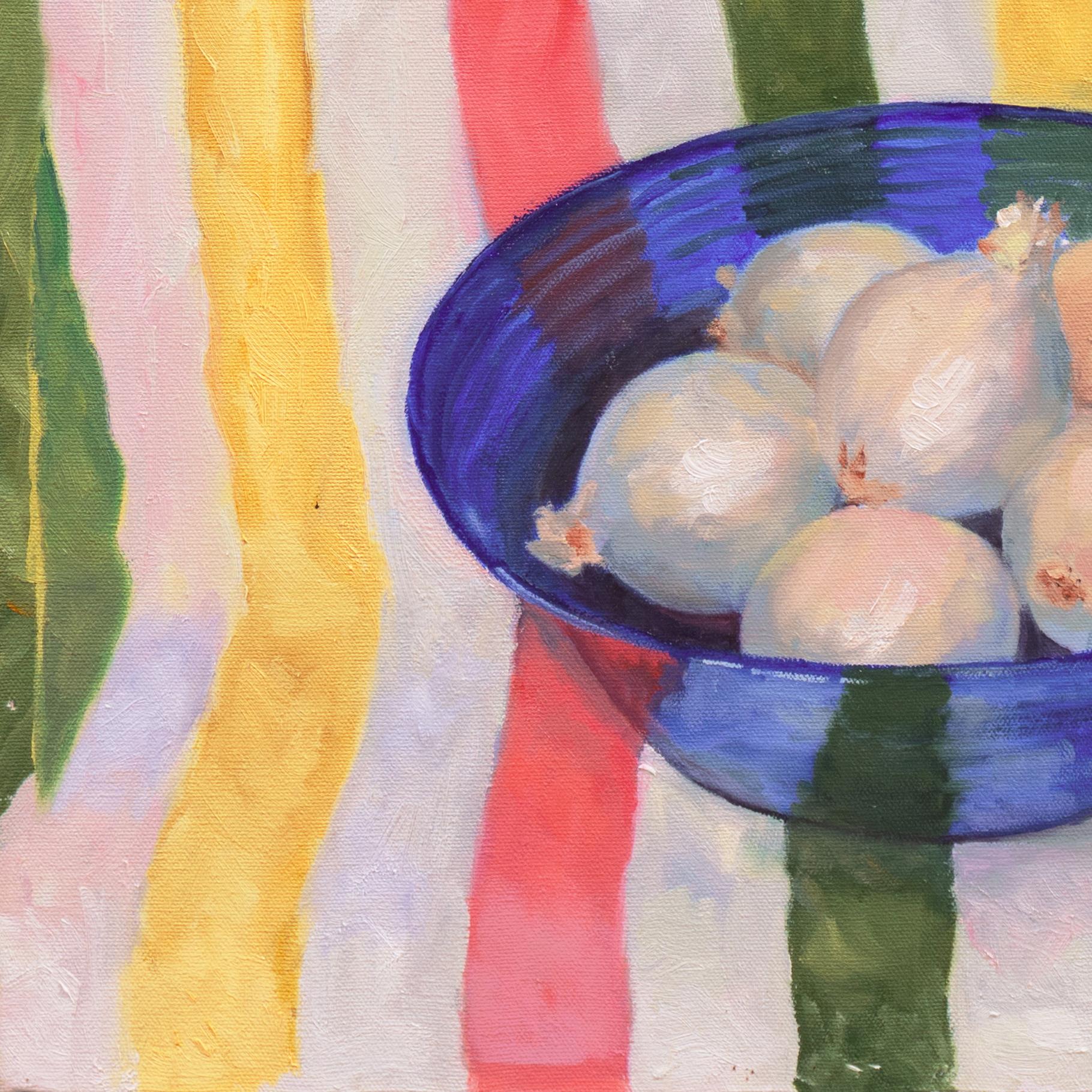 'Still Life of Onions', California, Post Impressionist Oil, Santa Monica College - Beige Still-Life Painting by Jack Goetz