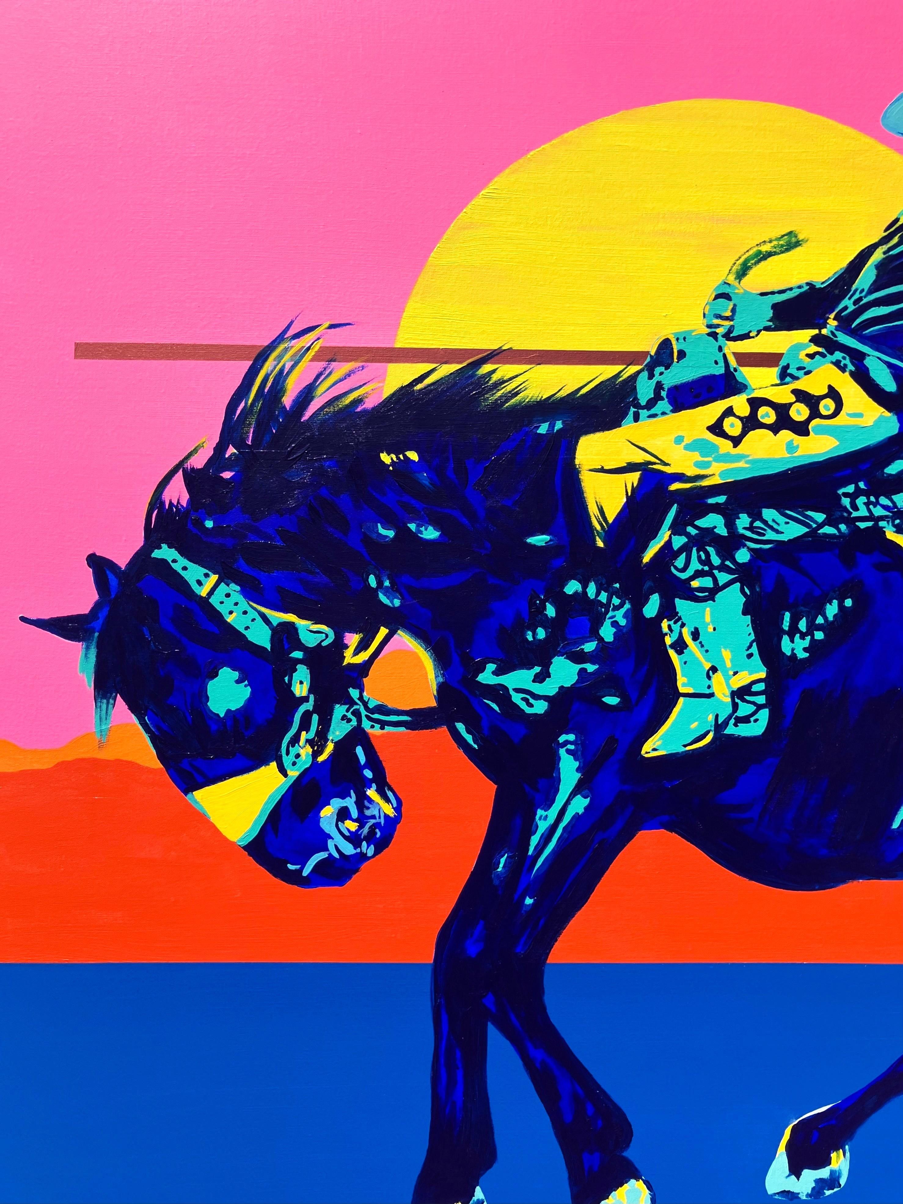 Ain't my First Rodeo /// Jack Graves Cowboy Westernpferd Stierreiten Scholder – Painting von Jack Graves III