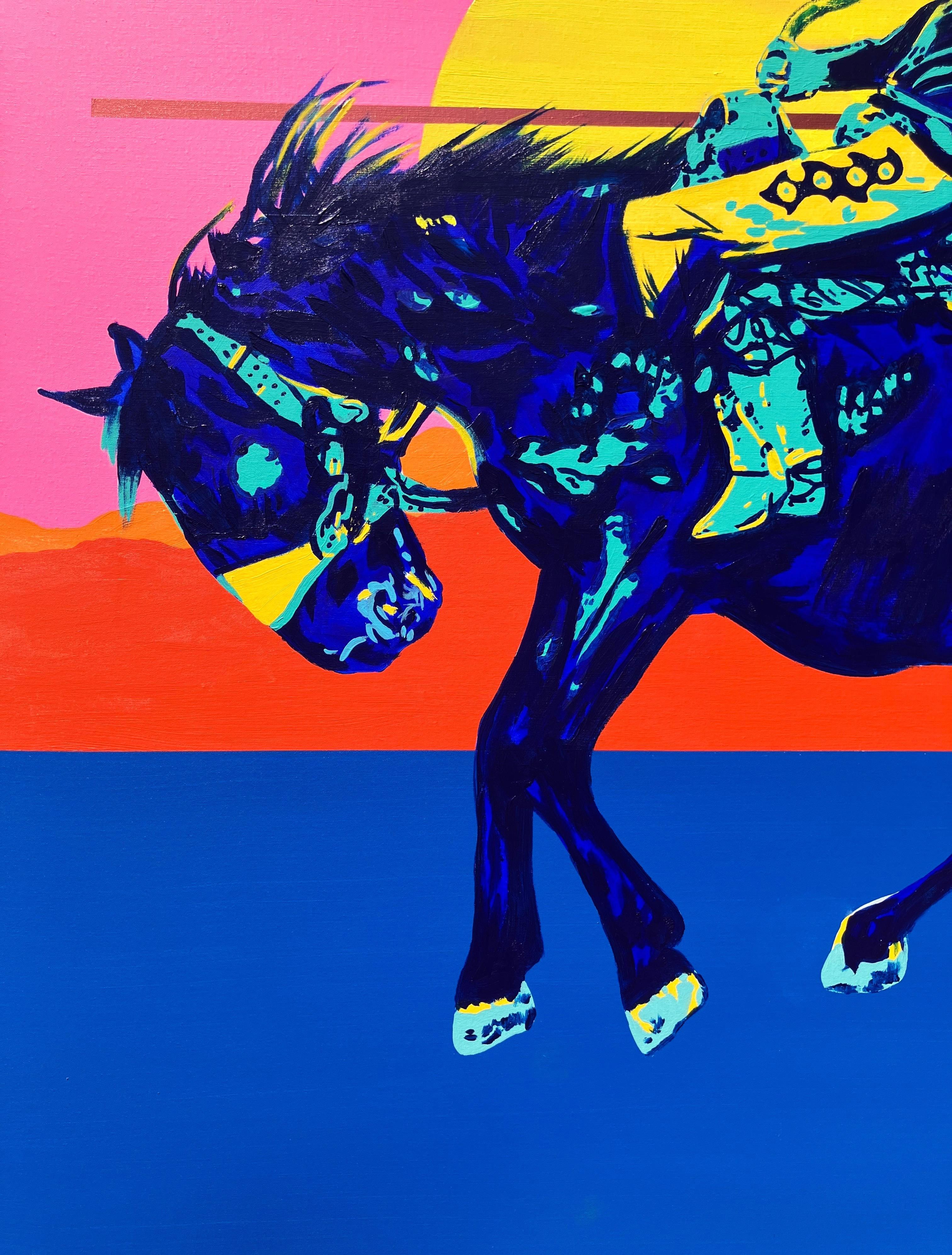 Ain't my First Rodeo /// Jack Graves Cowboy Westernpferd Stierreiten Scholder (Zeitgenössisch), Painting, von Jack Graves III