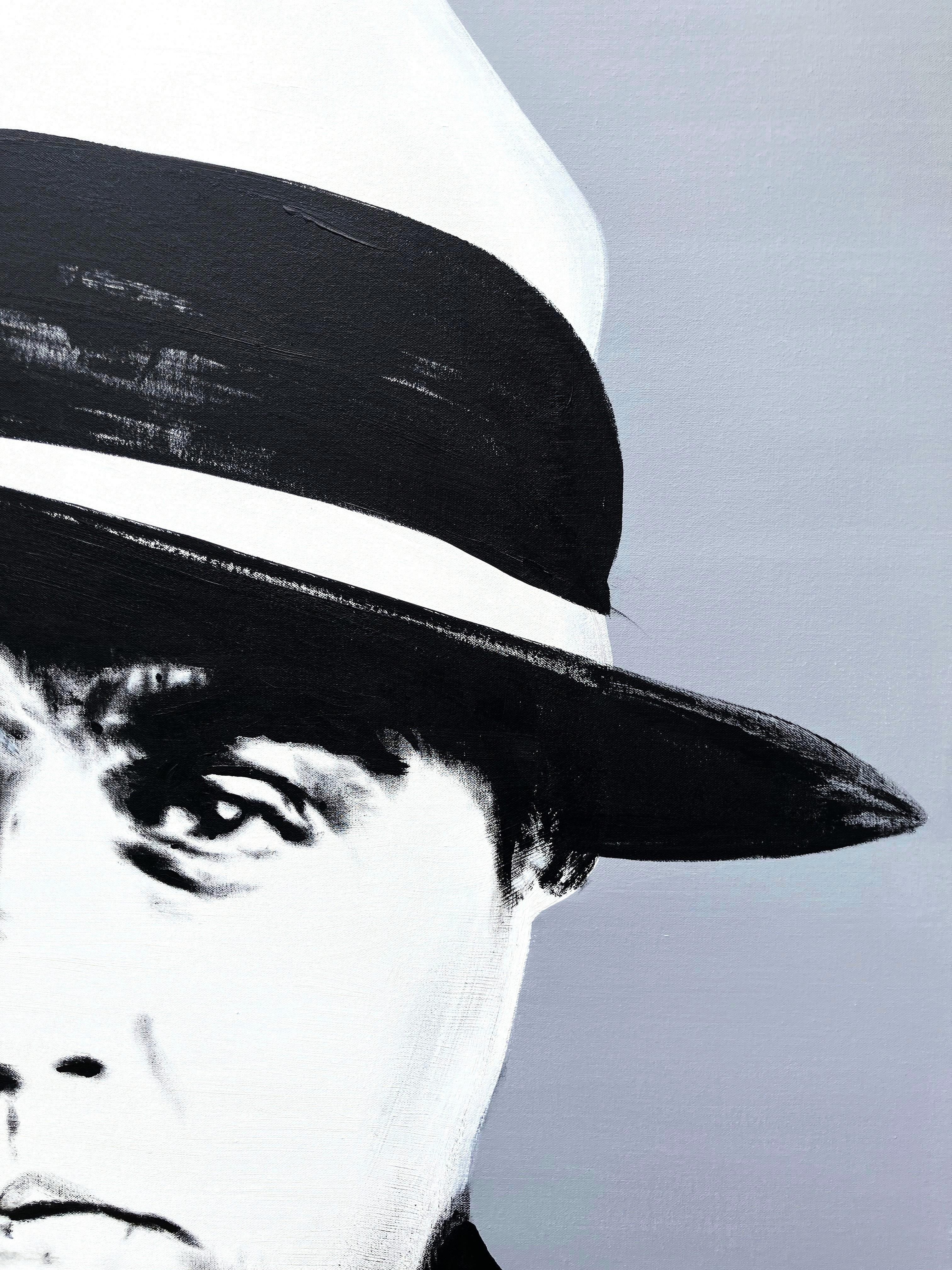 Al Capone II /// Jack Graves Crime Mafia Mobster Chicago Gangster Prohibition - Gris Portrait Painting par Jack Graves III