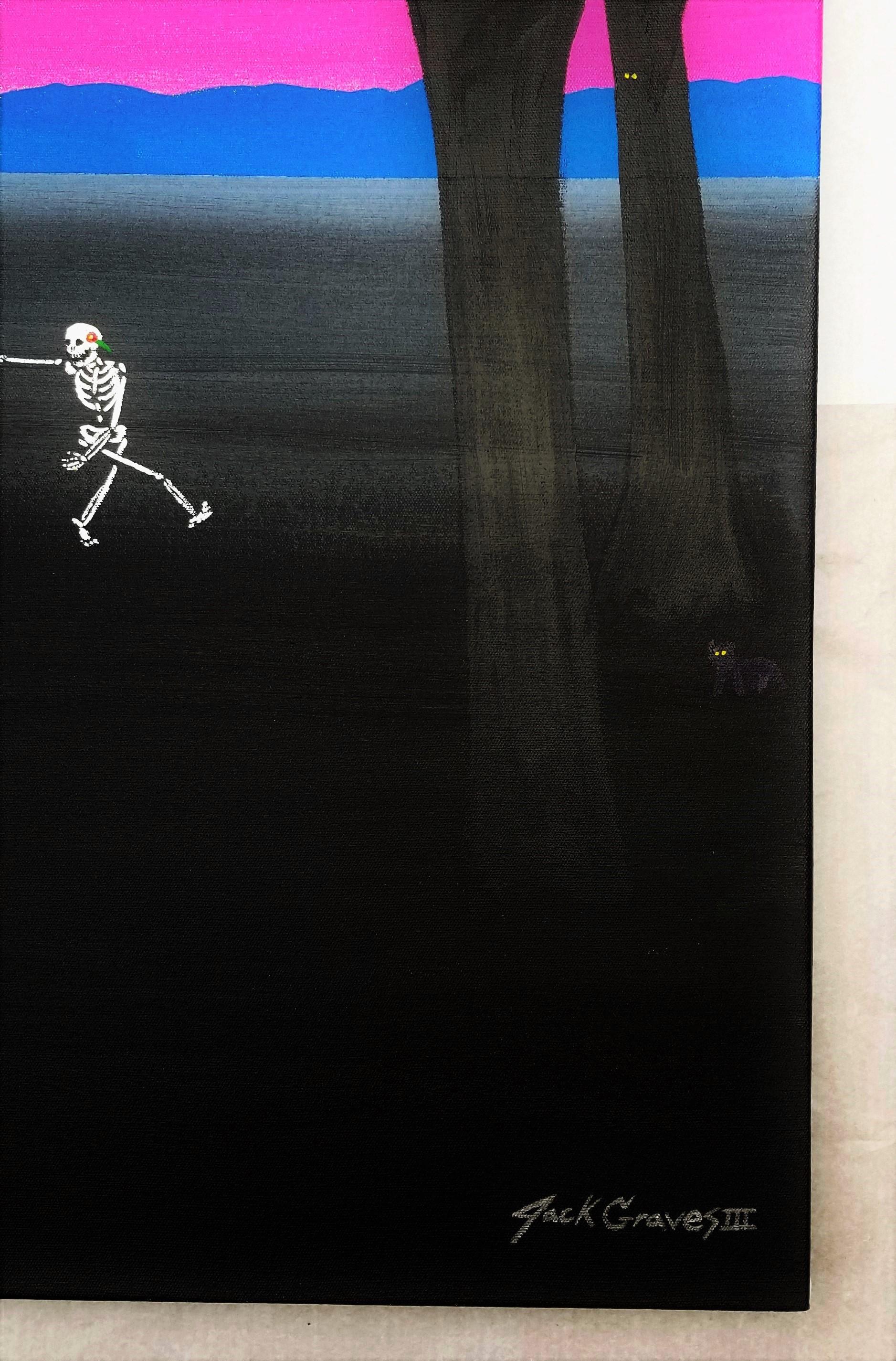 Anniversary /// Spooky Halloween Contemporary Skeleton Romantic Landscape Picnic For Sale 1