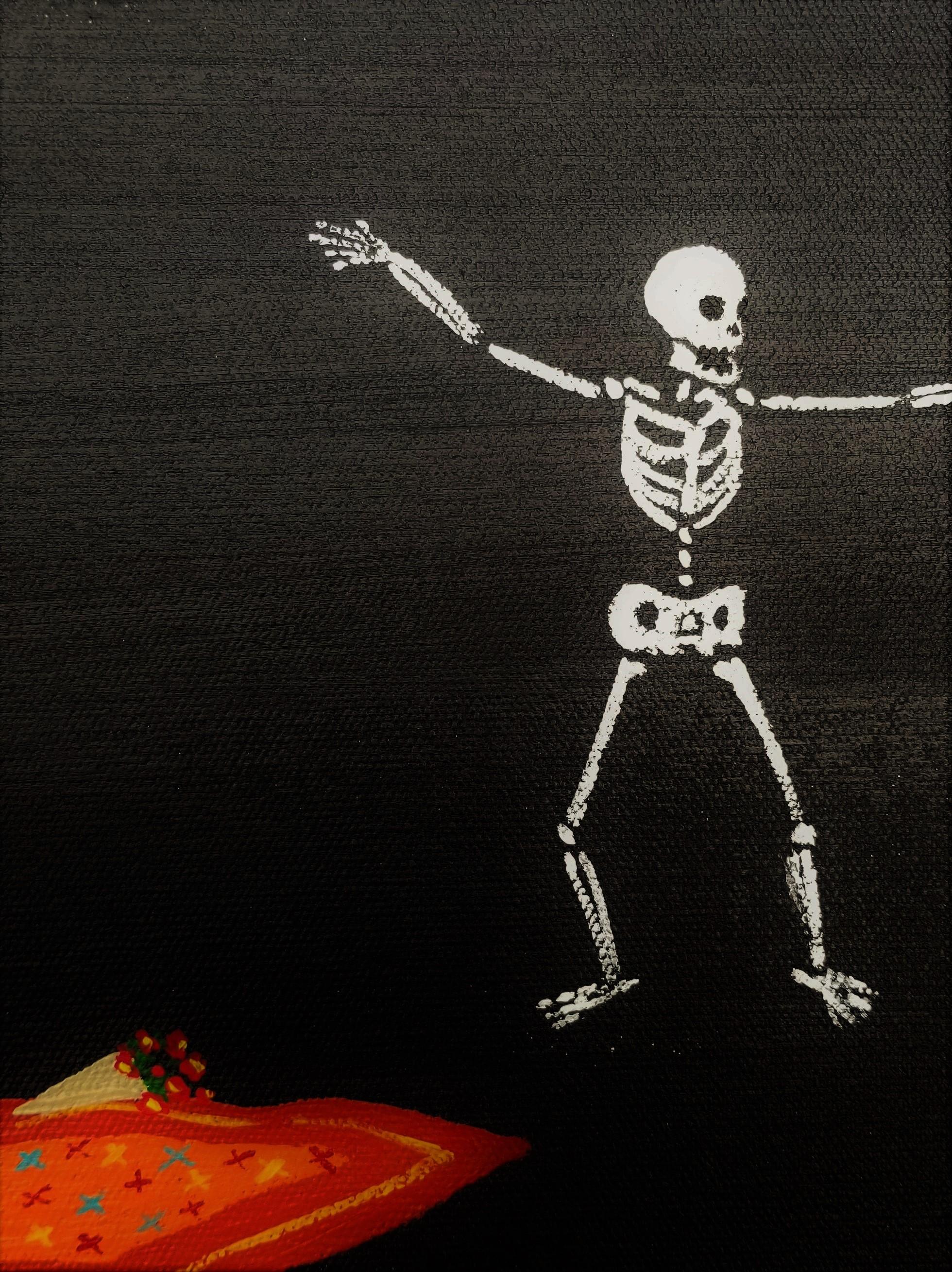 Anniversary /// Spooky Halloween Contemporary Skeleton Romantic Landscape Picnic For Sale 5