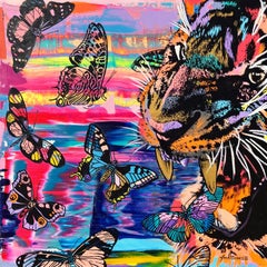 Another Fairy Tale /// Contemporary Abstract Street Pop Art Tiger Butterflies