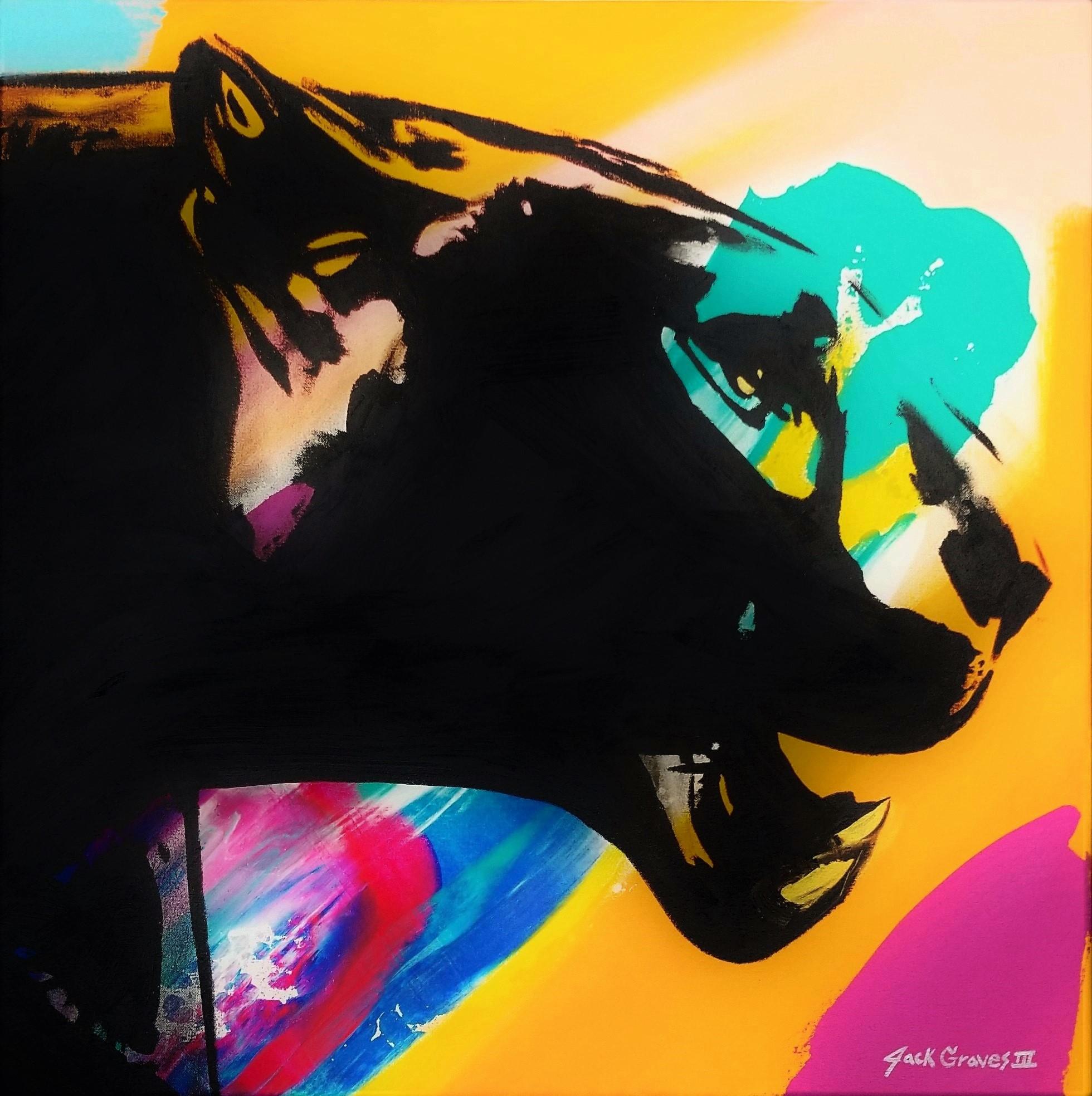 Animal Painting de Jack Graves III - Art Deco Icono Pantera /// Pintura Contemporánea Street Pop Art Animal Big Cat