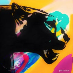 Art Deco Panther Icon /// Contemporary Street Pop Art Animal Big Cat Painting