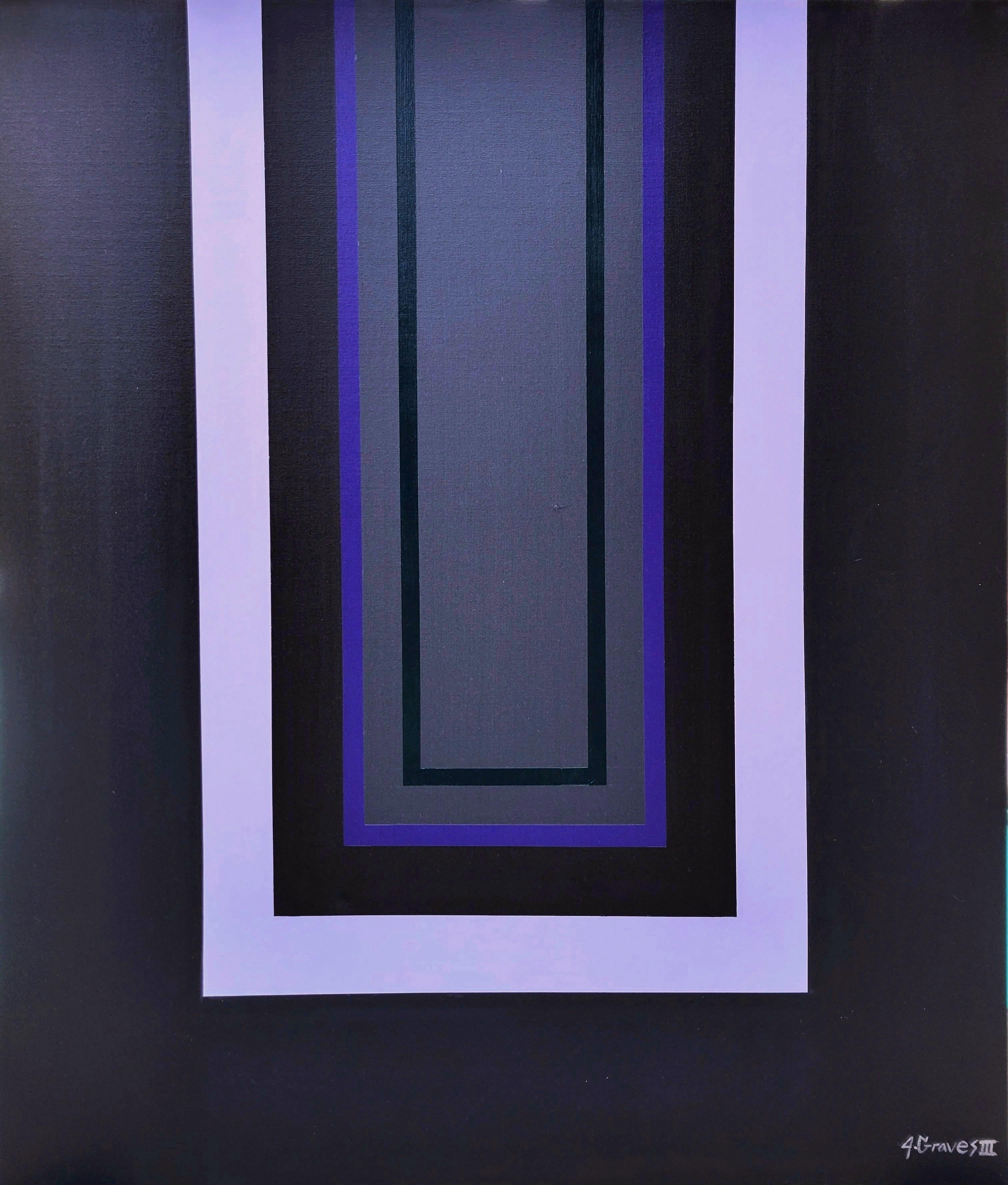Jack Graves III Abstract Painting - Atrium /// Jack Graves Contemporary Abstract Geometrical Painting Striped Dark