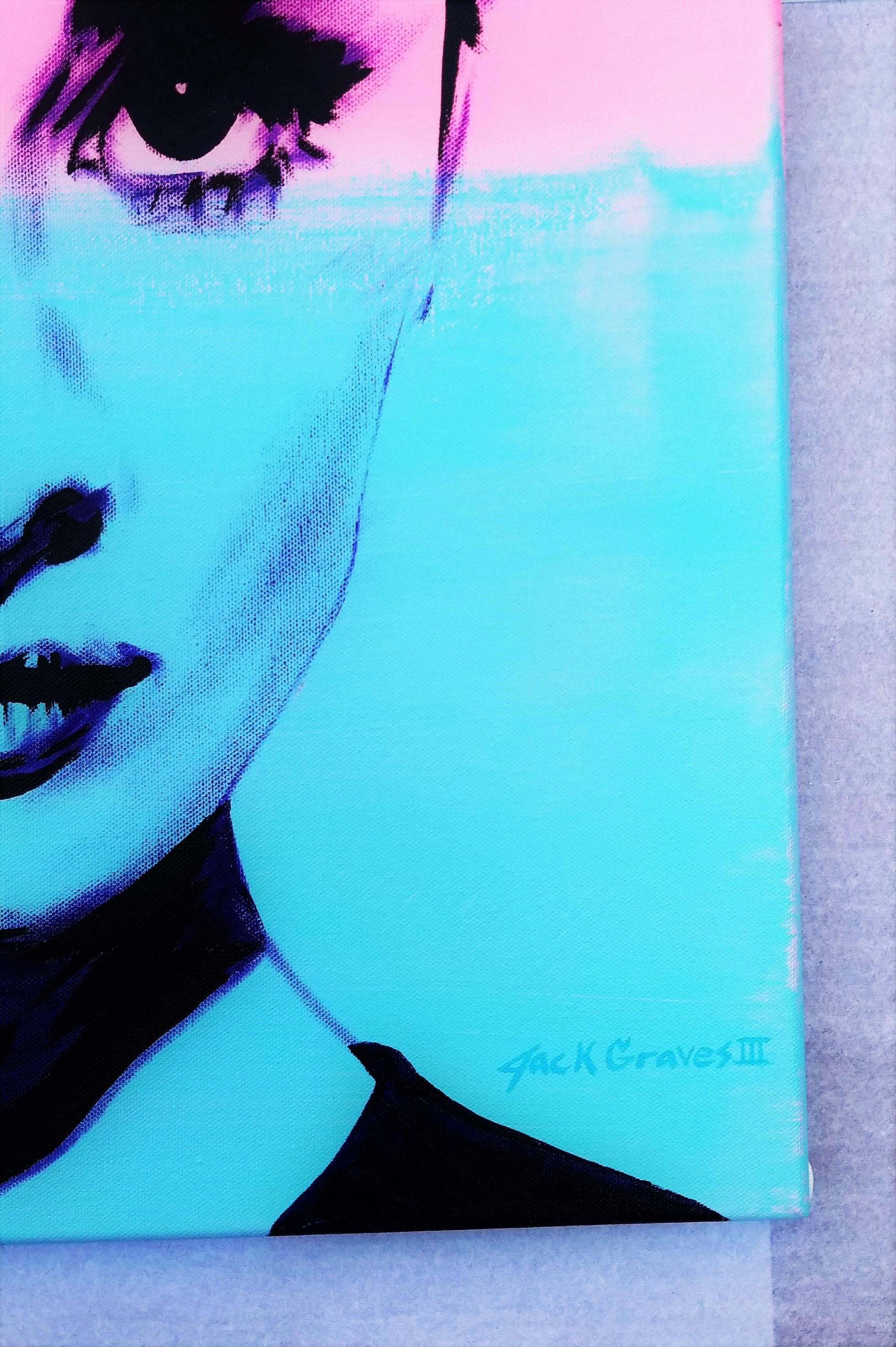 Audrey Hepburn Icon XII /// Contemporary Street Pop Art Actress Fashion Model  - Black Portrait Painting by Jack Graves III