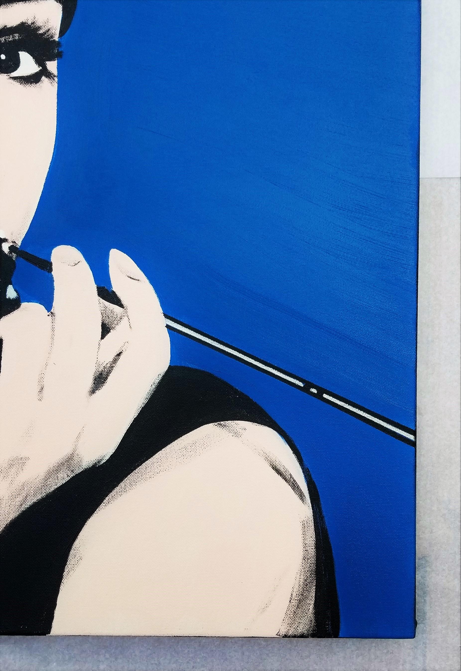 Audrey Hepburn Icone XIII /// Quadro di Street Pop Art Contemporaneo Blu 2