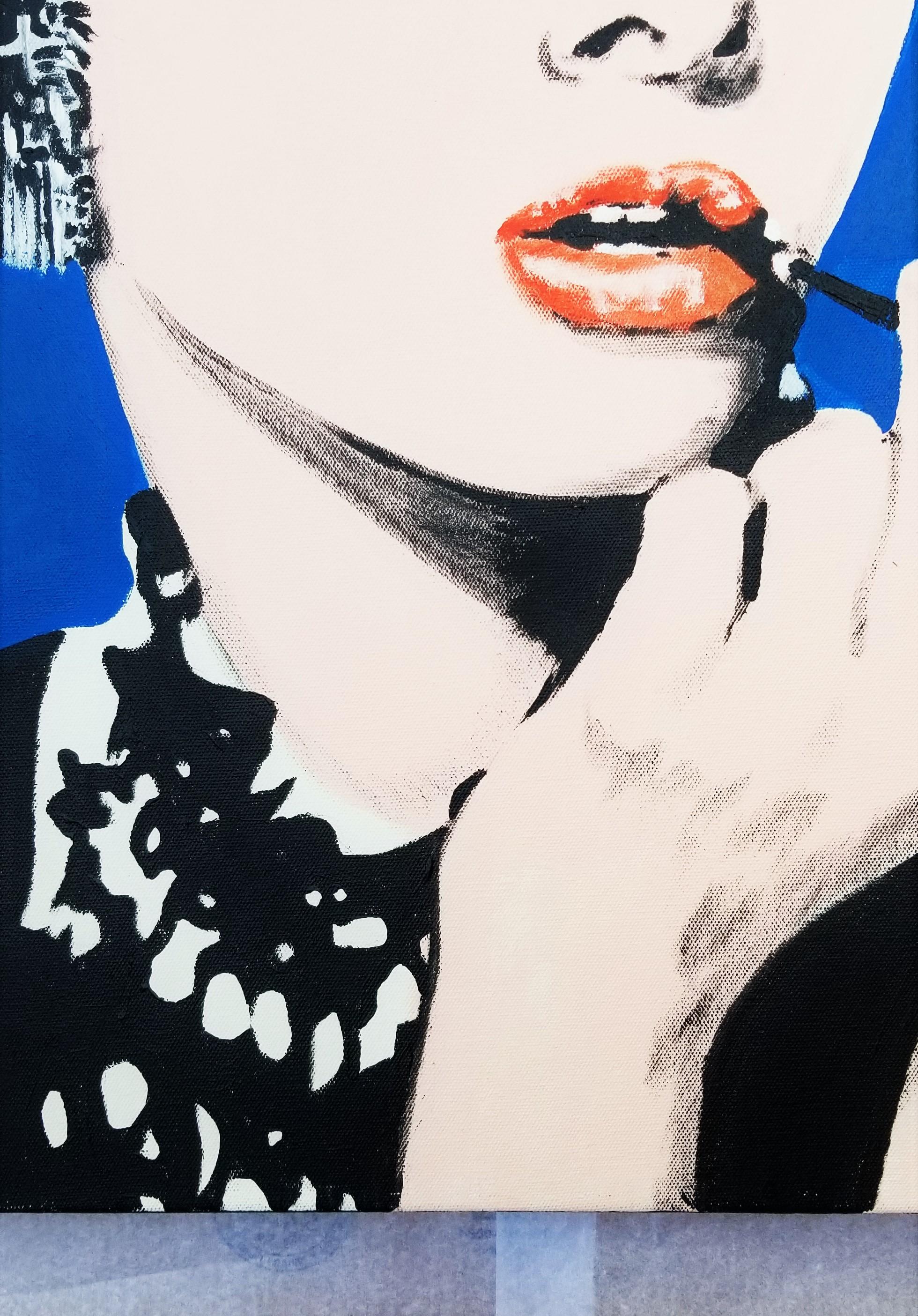 Audrey Hepburn Icone XIII /// Quadro di Street Pop Art Contemporaneo Blu 4