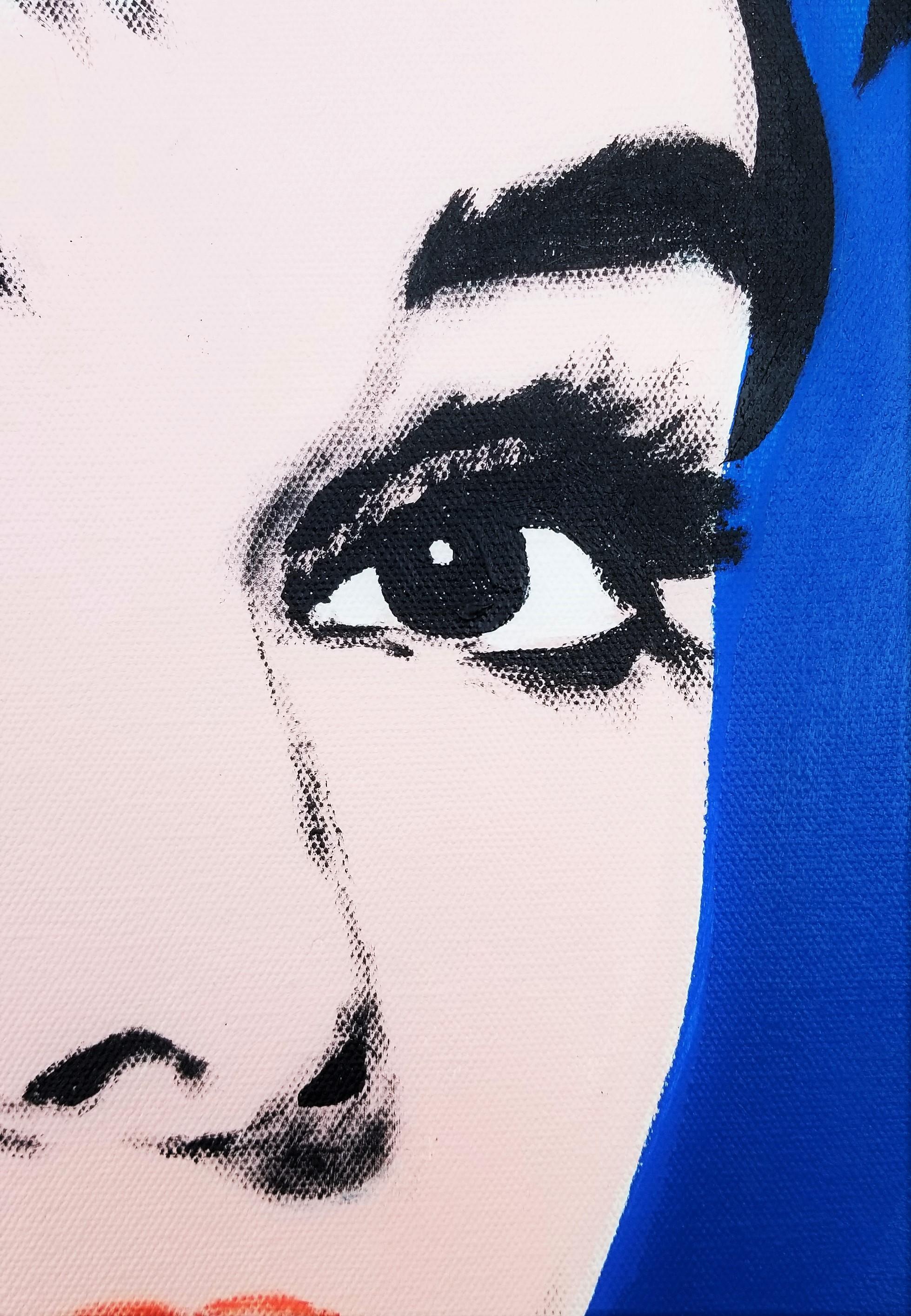 Audrey Hepburn Icone XIII /// Quadro di Street Pop Art Contemporaneo Blu 6