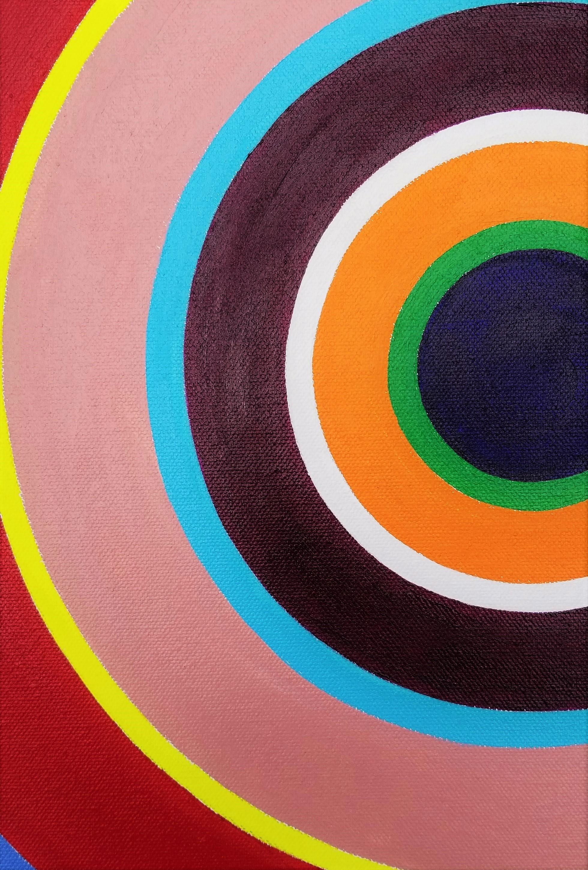 Aura IV /// Abstrait Géométrique Contemporain Peinture Cercles Motif Rayé Art en vente 3