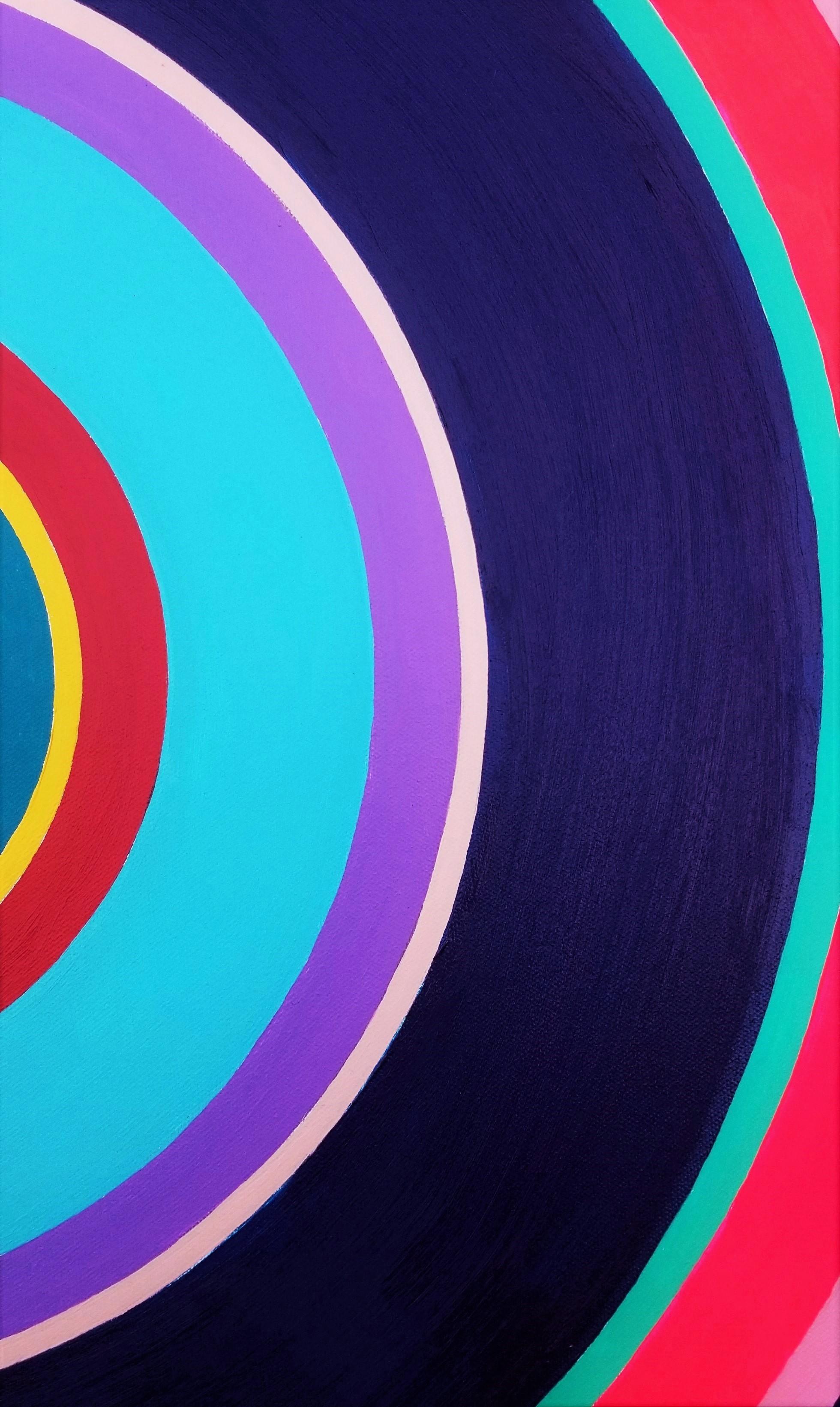 Aura V /// Contemporary Abstract Geometric Circles Colorful Art Striped Minimal en vente 6