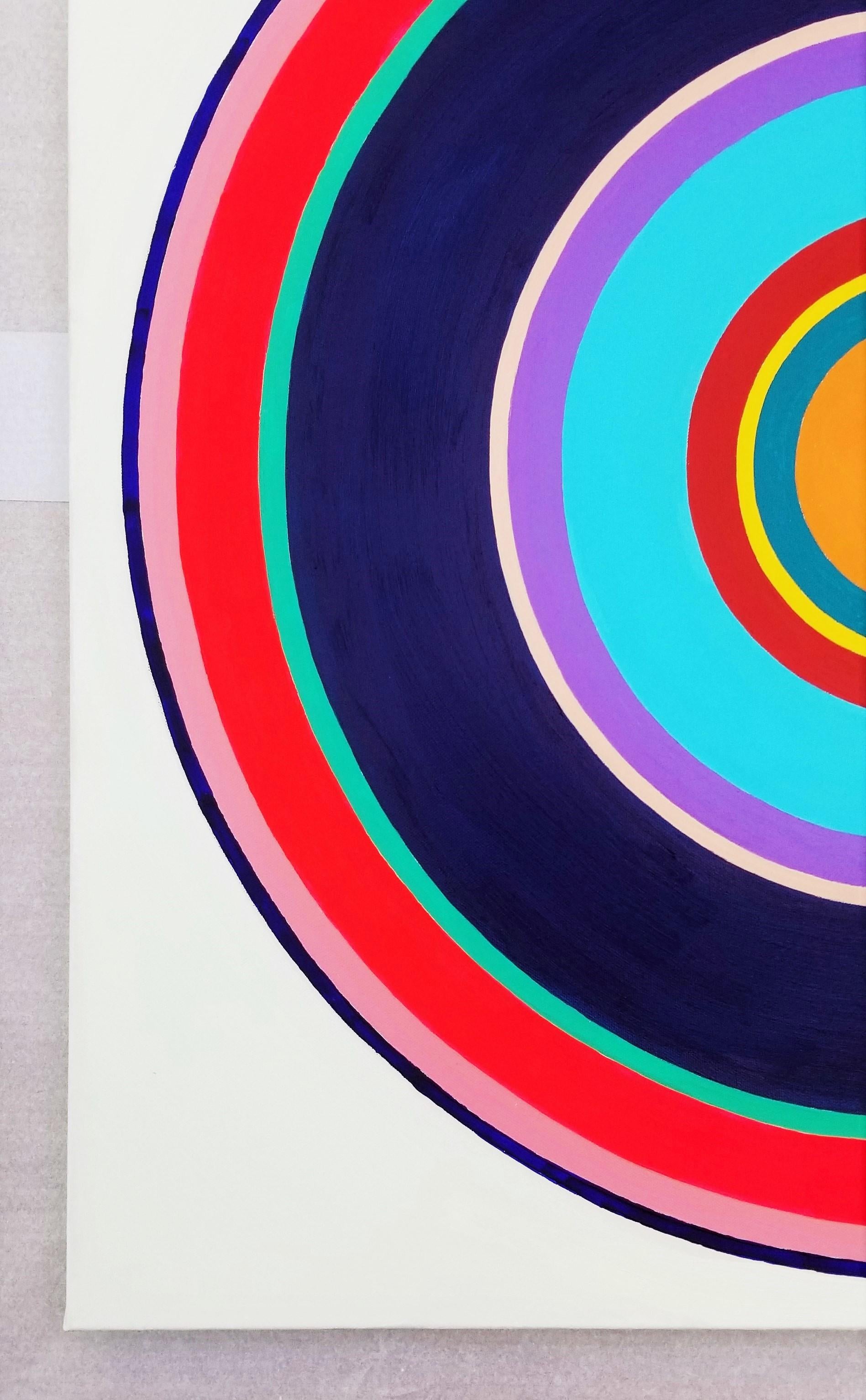 Aura V /// Contemporary Abstract Geometric Circles Colorful Art Striped Minimal - Painting by Jack Graves III