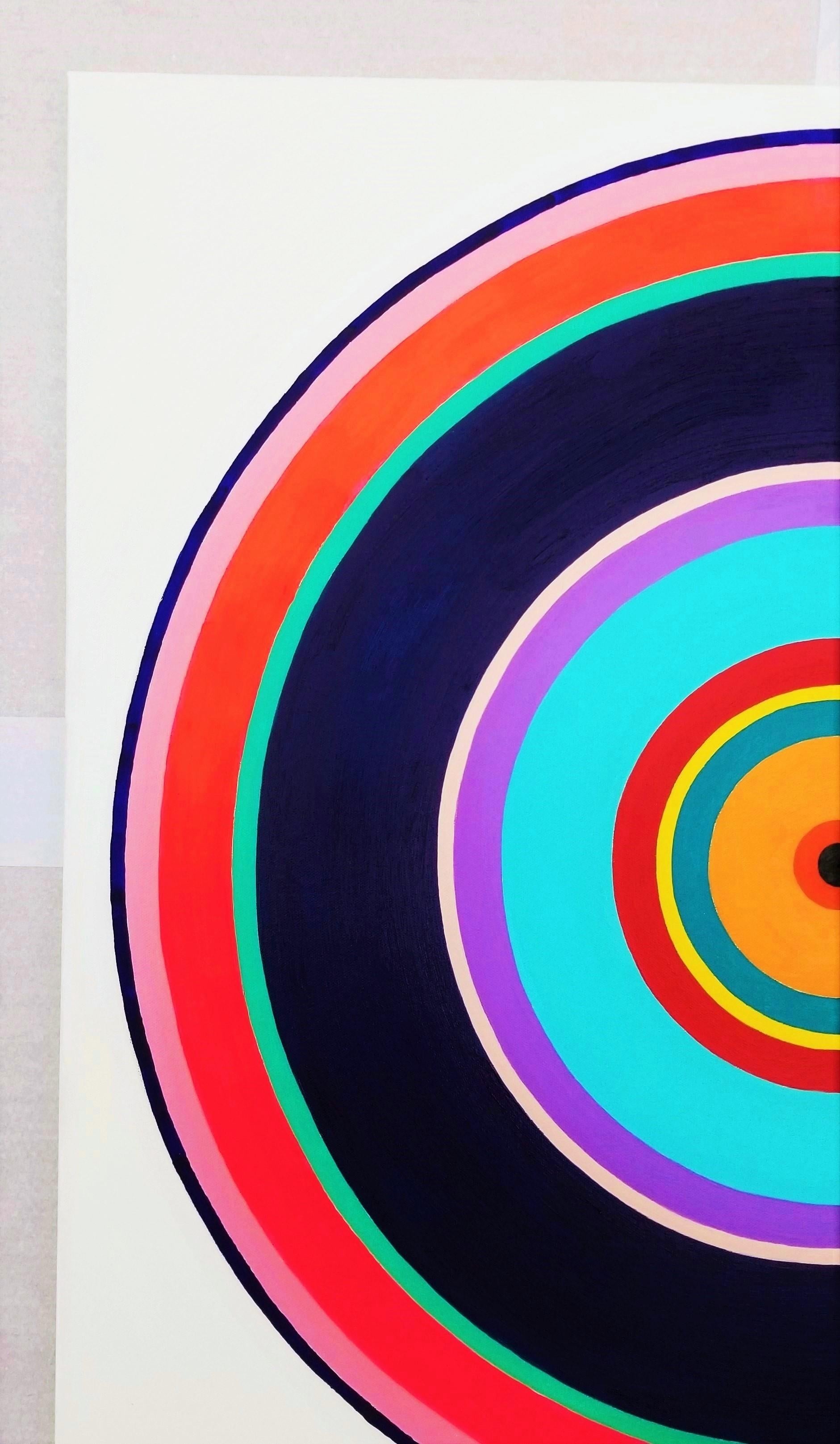 Aura V /// Contemporary Abstract Geometric Circles Colorful Art Striped Minimal - Géométrique abstrait Painting par Jack Graves III