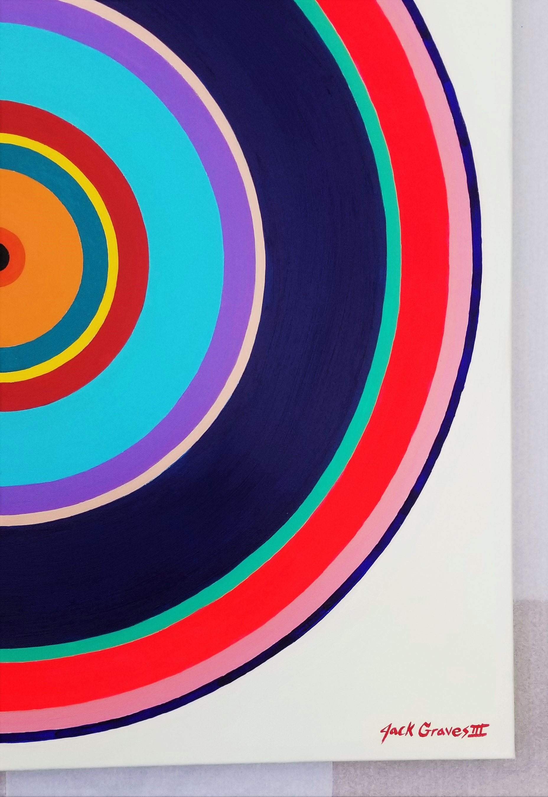 Aura V /// Contemporary Abstract Geometric Circles Colorful Art Striped Minimal en vente 1
