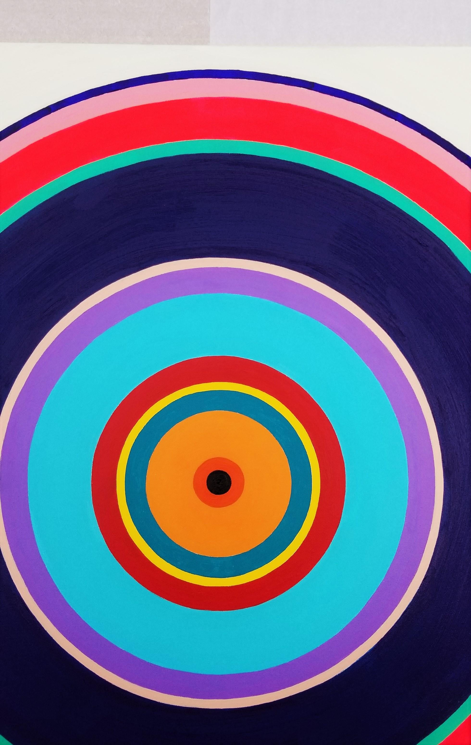 Aura V /// Contemporary Abstract Geometric Circles Colorful Art Striped Minimal en vente 2