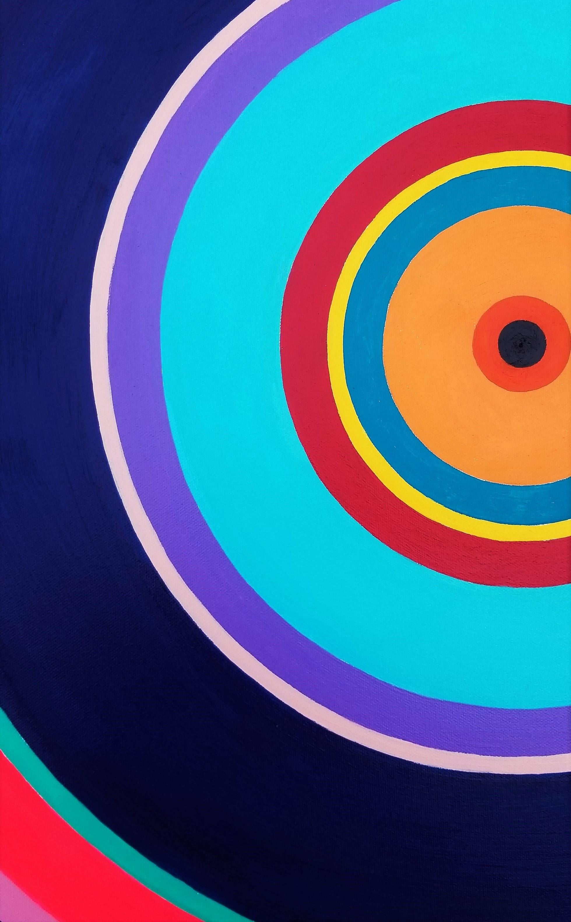Aura V /// Contemporary Abstract Geometric Circles Colorful Art Striped Minimal en vente 4