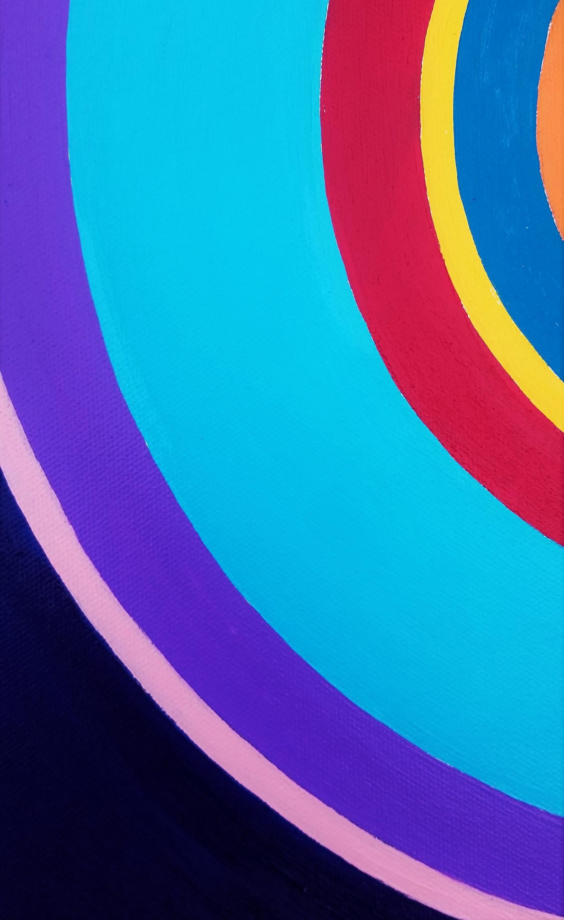 Aura V /// Contemporary Abstract Geometric Circles Colorful Art Striped Minimal For Sale 6