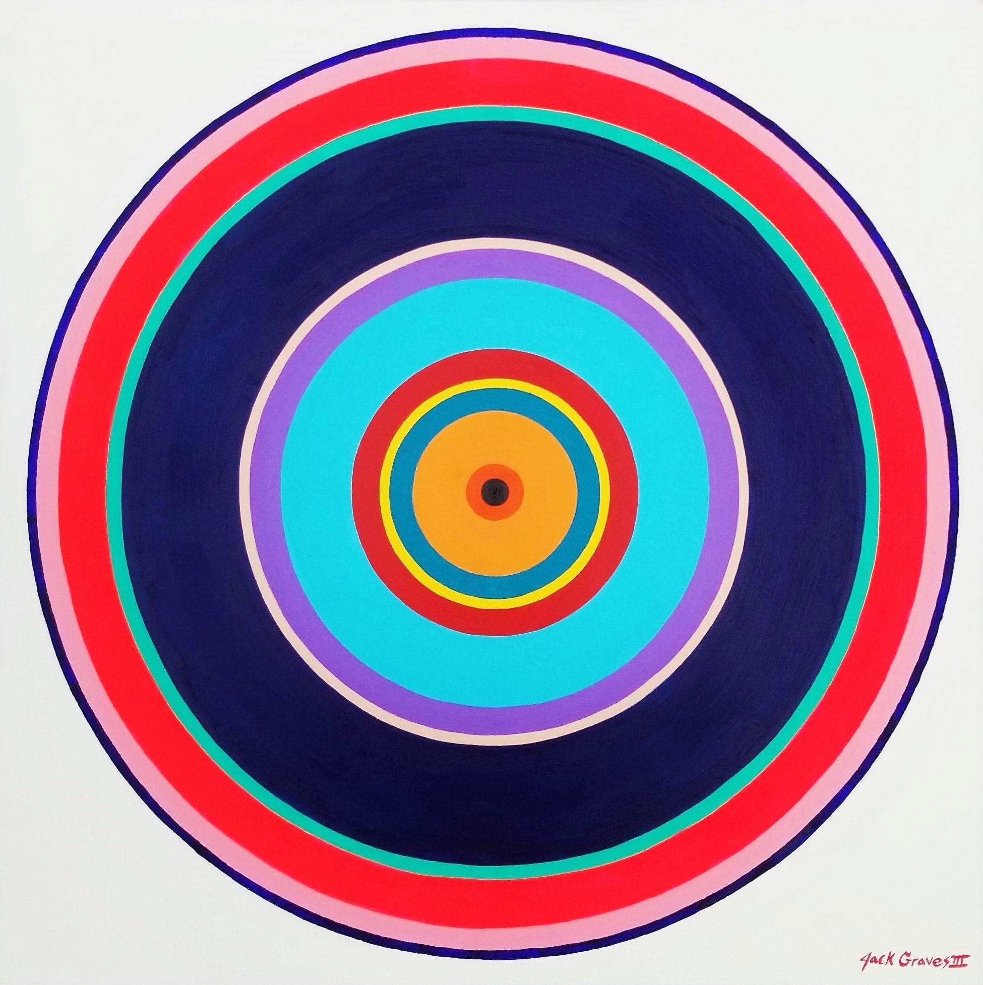 Jack Graves III Abstract Painting - Aura V /// Contemporary Abstract Geometric Circles Colorful Art Striped Minimal