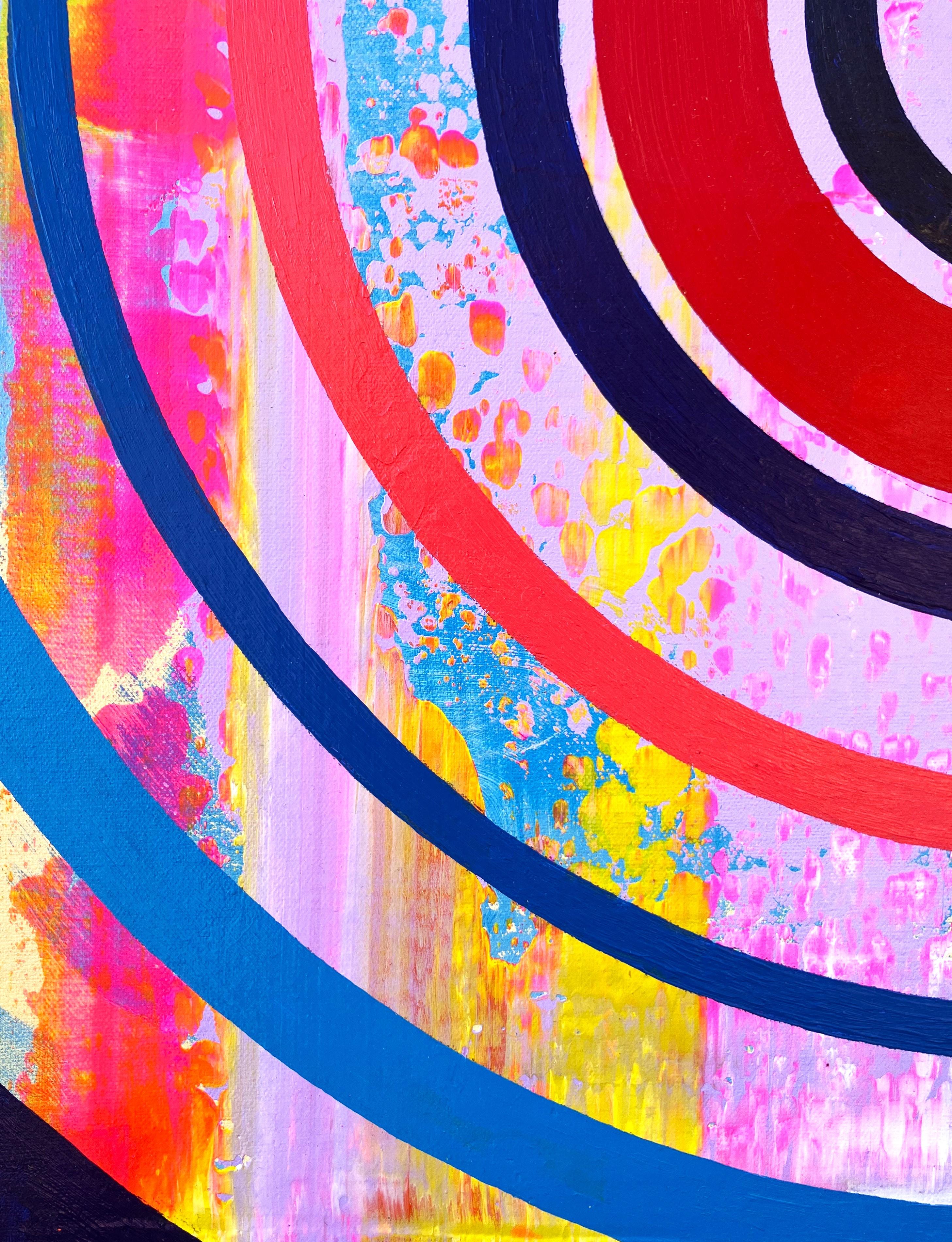 Aura VII /// Pittura astratta contemporanea con motivo a cerchi geometrici - Abstract Painting Beige di Jack Graves III