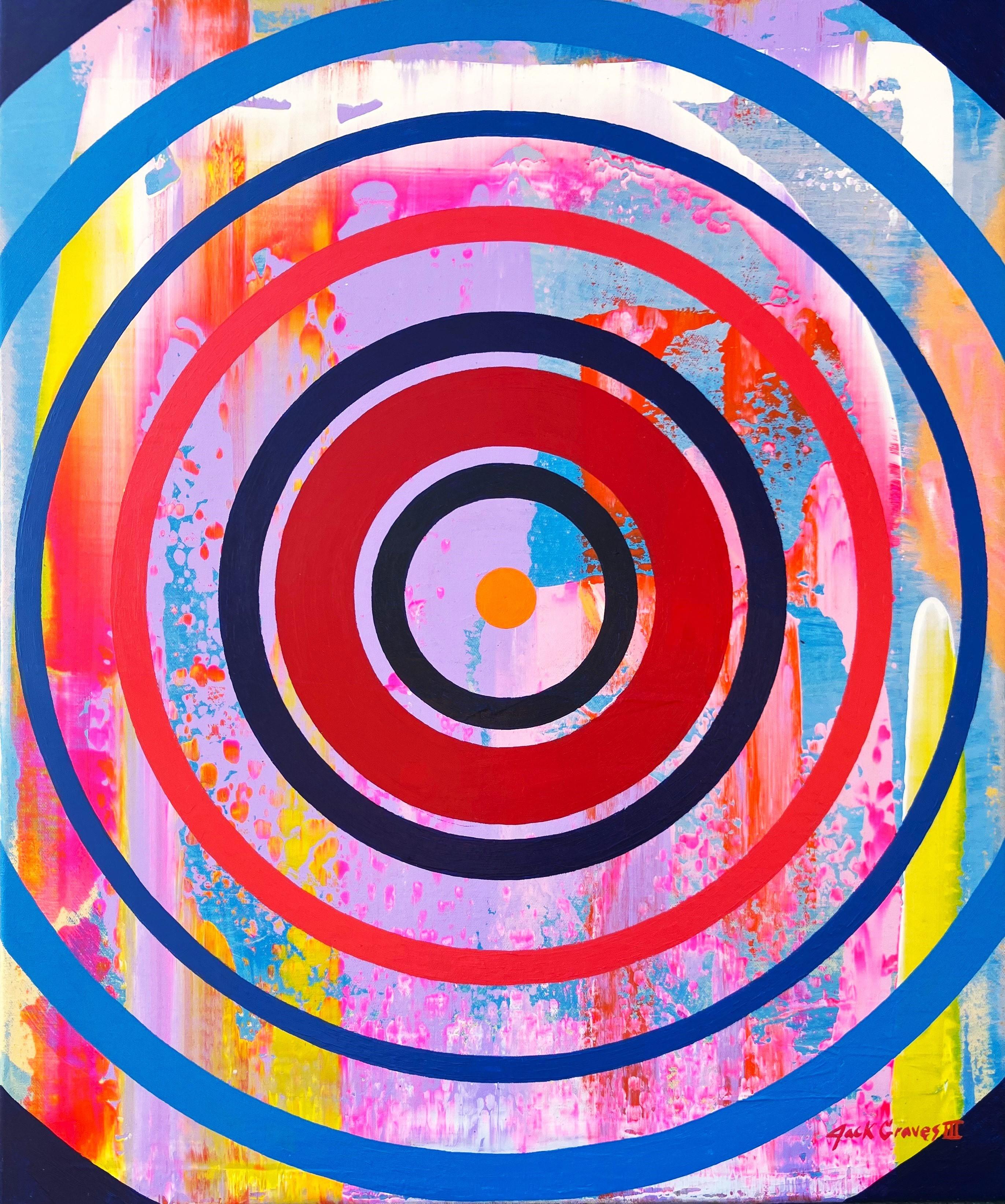 Abstract Painting di Jack Graves III - Aura VII /// Pittura astratta contemporanea con motivo a cerchi geometrici