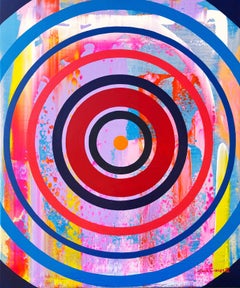 Aura VII /// Contemporary Abstract Geometric Circles Pattern Splatter Painting